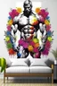 Placeholder: man wall art floral bodybuilder