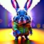 Placeholder: pixar style anamorphic cute cyberpunk rabbit baby, smiling,gangsta gold neckless, full body, yellow puffer jacket, dramatic lighting, hyper realistic, unreal engine 5, 16k without