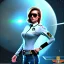 Placeholder: lady cop top in space