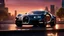 Placeholder: A cinematic scene featuring a luxurious vehicle that is an imaginative cross between a G-Wagon and a Bugatti Veyron. The sleek, muscular design boasts an SUV's ruggedness combined with a hypercar's aerodynamic elegance. Set against a vibrant city skyline backdrop at sunset, with reflections of the glimmering lights on the glossy paint. The car is parked on a stylish street, showcasing its intricate details, like a wealthy interior glimpse through the tinted windows and bold alloy wheels. An air