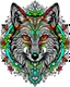 Placeholder: Eurasian wolf ANIMAL Book cover for Adults, mandala, flower, coloer read,green, blew,