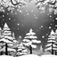 Placeholder: cartoon black and white snow background