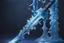 Placeholder: A fantasy sword that is a slender, translucent blade made of ice, shimmering with an ethereal blue glow. Its hilt is crafted from swirling vines, leading to a vibrant crystal at the pommel. With a black background behind it.