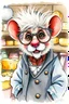 Placeholder: SKETCH WATERCOLOR PASTEL COLOURS - “Mr. Whiskers McStreusel old mouse inside his magic cheese shop, a wiry fellow with wild white hair and glasses so large they practically covered his whole face.”