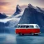 Placeholder: A Campervan is parking in a norwegian Fjord