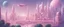 Placeholder: A futuristic soft pink and withe ethereal city with a lot of tall rounded buildings, people and spacecraft and light green trees. First plane there is just one little sweet house. Detailed hd style.