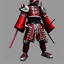 Placeholder: Personnage détaillé, chat, anthropomorphique, habillé comme un samurai, armure très détaillé, rouge, argent, modélisme 3d