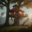 Placeholder: Tree house, fantasy unreal 5, octane render, cinema4d, redshift render, hyper realistic, cenematic, vibrancy, synthwave, retouch, centered, dynamic lighting, dramatic lighting, 4k, highly detailed, attractive beautiful, realistic, virtual reality, epic composition, holographic,