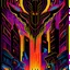 Placeholder: Neon legacy of nyctophobia, by Matt Sesow, mind-bending illustration; asymmetric, warm colors, dark background