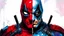 Placeholder: Poster in two gradations, split in half, one side "deadpool", other side "batman", midline of the face, painting by Yoji Shinkawa, tones and colours randoms, , detailed iridescent, metallic, translucent, dramatic lighting, hyper futuristic, digital art,