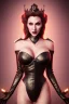 Placeholder: Brandi Love as evil queen in black leather, leather, busty, cleavage, angry, stern look. character design by cory loftis, fenghua zhong, ryohei hase, ismail inceoglu and ruan jia. unreal engine 5, artistic lighting, highly detailed, photorealistic, fantasy