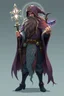 Placeholder: good low poly merman thief priest with long fur all over his entire body and bright aura and a nerd magical wizard fish raven