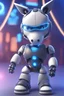 Placeholder: warrior, cute, 2D, cartoon cute male robohorse with white sneakers, glasses, front view, wearing a hero costume, lit robohorse children, 32k uhd, round,8k,HD, blue wall background