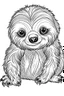 Placeholder: outline art for Sloth Baby coloring pages with sitch, white background, Sketch style, full body, only use outline, toddlers style, clean line art, white background, no shadows and clear and well outlined.