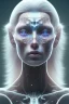 Placeholder: portrait full human body, meditation, beautiful eye, universe, fourth dimension, fractal, realistic, 8k, high quality, extreme detail, symmetrical nose, white long hair.