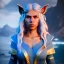 Placeholder: [Sea Elf] [Maormer] Hero Queen with [white hair] and [blue skin] on a ship with crew [fantasy] [realism] [Elder scrolls]