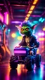 Placeholder: portrait of Hairy Gremlin pimp ninja cyber yoga punk in flying hipster tractor parked in dark tron neon lit reflective smoke arcade hall tunnel,bokeh like f/0.8, tilt-shift lens 8k, high detail, smooth render, down-light, unreal engine, prize winning