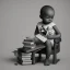 Placeholder: African American baby boy genius with books