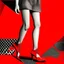 Placeholder: girls leg , modern art red back ground