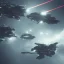 Placeholder: TWO SPACESHIPS SHOOTING LASERS IN BATTLE, cinematic lighting, 4k, 8k, octane render, digital concept art, pinterest, extremely detailed, ambient lighting.