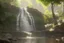 Placeholder: Waterfall, sunny day, impressionism painting