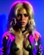 Placeholder: portrait, Shakira, blonde artist, angry, Realistic image, MMA robe, hoodie, mma gloves, loose long hair, eyes, makeup, gold line make up, moisture, sweat, fog, goddess, Neon colors, leds. Black background, photo studio, concept art, smooth, unreal engine 5, god lights, ray tracing, RTX, lumen lighting, ultra detail, volumetric lighting, 3d, finely drawn, high definition, 4k.