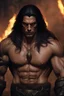 Placeholder: Portrait of a 35 year old Olive skinned muscular evil male with long dark hair ,photorealistic, 4k, dark fantasy