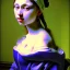 Placeholder: oil Portrait of a french long hair woman green sad eyes looking to viewer beautiful busty voluptous by JOHANNES VERMEER Ingres 8k