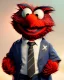 Placeholder: Realistic image, hybrid formed by simple Elmo muppet head and real human body, human arms and hands, Shirt and tie, concept art, smooth, unreal engine 5, god lights, ray tracing, RTX, lumen lighting, ultra detail, volumetric lighting, 3d, finely drawn, high definition, 4k.