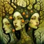 Placeholder: The faces you see in a spring forest... Modifiers: ethereal acrylic art abstract surreal Arthur Rackham Art Nouveau celestial Didier Lourenço Catrin Welz-Stein warm light fractured debeh