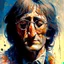 Placeholder: John lennon 3/4 portrait by Karol Bak and Vincent van Gogh and Ralph Steadman, paint drops, rough edges, trending on artstation, sharp focus, studio photo, intricate details, highly detailed, by greg rutkowski