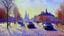 Placeholder: Sunny day, modern city, cars, alfred sisley impressionism painting