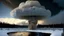 Placeholder: Siberia scenery,taiga forest,winter, fozen river,heavy clouds, consisting of tall trees and dense vegetation, a mushroom-shaped cloud rises into the sky. The cloud is depicted as a massive column of smoke, dust, and debris, ascending vertically and spreading out at the top, forming a distinctive mushroom-like shape, a barren and desolate scene, with charred remnants of trees scattered across the scorched earth, high resolution photo 24K, high quality, ultraHD, cinematic lighting,