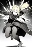 Placeholder: angry blonde girl, pose, full body, greyscale