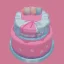 Placeholder: Pink birthday cake, 3 tier, extraordinary, 3d render, soft pastel color, cute