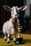 Placeholder: A goat with oscar academy award in hands