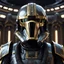 Placeholder: star wars bald male corellian pilot wearing gunmetal grey and black First Order TIE pilot armored flightsuit and helmet with gold trim inside the jedi temple, centered head and shoulders portrait, hyperdetailed, dynamic lighting, hyperdetailed background, 8k resolution, volumetric lighting, light skin, fully symmetric details