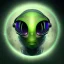 Placeholder: Alien, outer space, moon, stars, UFO, beautiful, green, black, blue, purple, pink, masterpiece, expert, 8K, hyperrealism, sharp focus, cinematic lighting