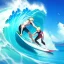 Placeholder: waves, surfing, boy, blonde hair, arms