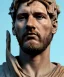 Placeholder: Gran angular, Realistic image, roman sculpture buste, marble deluxe material, Lionel Messi, gold Laurel leaves crown model, miguel angel style, emperador, God light, god rays, 4k resolution, smooth details, ornate details, soft lighting, unreal engine 5, soft cyan background.