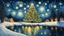 Placeholder: In the style of van gogh starry night,a wide shot angle of a Christmas tree, spreading Christmas joy in an glowing snow,riverside,reflections in the water,mistletoes