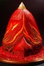 Placeholder: A red volcano with spewing bloody fire designed in Mehndi design painted by Peter Carl Faberge