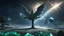 Placeholder: matrix universe, space, planets, god creation, angels from other dimensions with beautiful wings, trees on the planet, behind green crystals of light, few tiberium monolith deposits on the planet near tree,