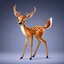 Placeholder: full body of an bald white tail deer, standing, halted with chest out, proud pose, with big smile, big surprised eyes, tail upward, on flat background, in the style of 'My Little Pony' and Bambi, fantastic lighting