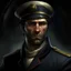 Placeholder: The submarine captain Sylas Steinhardt, a well groomed dark haired man with scars on his face realistic grimdark setting,