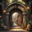 Placeholder: The age old entrance portal to a market for magical items. Magical, Epic. Dramatic, highly detailed, digital painting, masterpiece, lord of the rings, the hobbit