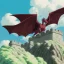 Placeholder: dragon sitting on top of the middle age castle wall