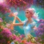 Placeholder: bright fairy in a flowery landscape synthwave, colorful, psychedelic, artstation, concept fairy art, smooth, extremely sharp detail, finely tuned detail, ultra high definition, 8 k