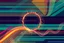 Placeholder: background of energetic and colorful horizontal stipes and wedges, rotating circle of energy(midground, bottom and right) giving off sparks, smoke trail across(bottom and then up left), as a simple vector