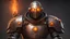 Placeholder: Warforged robotic cleric, with round orange glowing eyes, no helmet, copper chain mail medieval armor, medieval style, dungeons and dragons